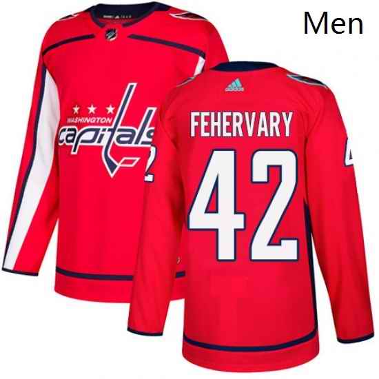 Mens Adidas Washington Capitals 42 Martin Fehervary Premier Red Home NHL Jersey